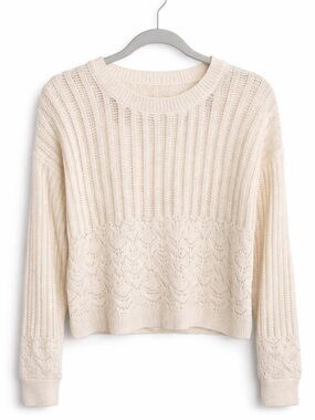 Society Cream Lace-Detail Knit Sweater
